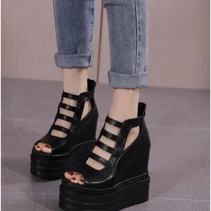 Black Platform Cage Shoes